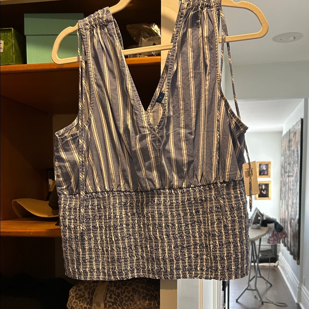 Old Navy Blue and White Striped Crop Top